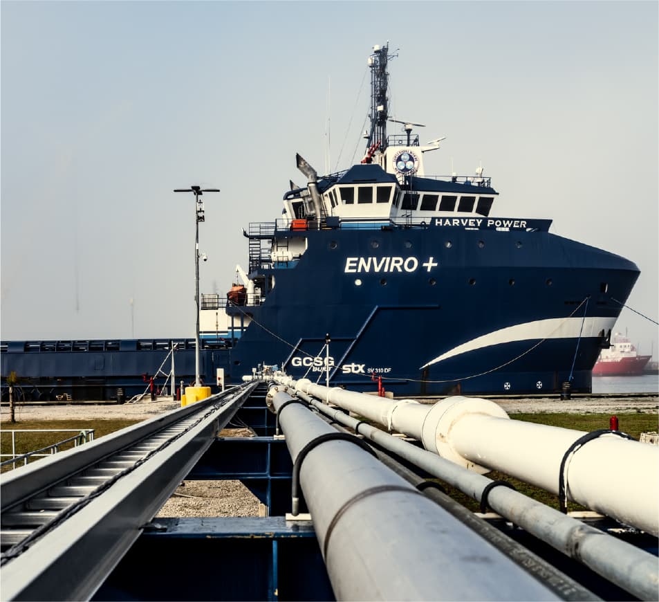 Harvey Power ENVIRO+ vessel at port